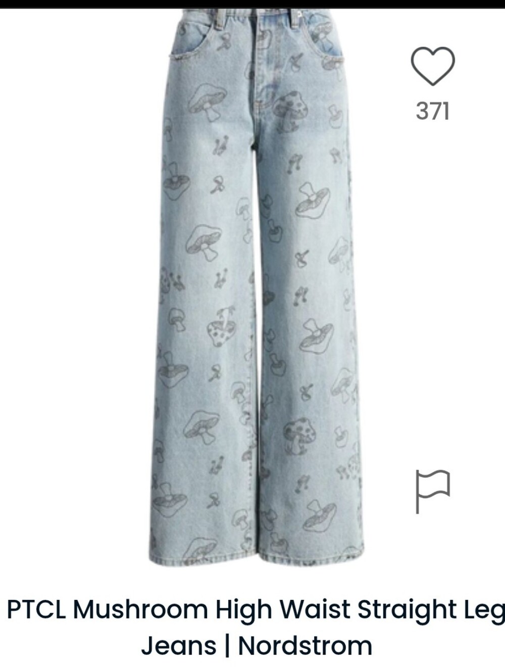 PTCL Mushroom High-Waist Straight Leg Jeans - Light Blue